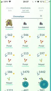 Collection shiny Pokémon GO