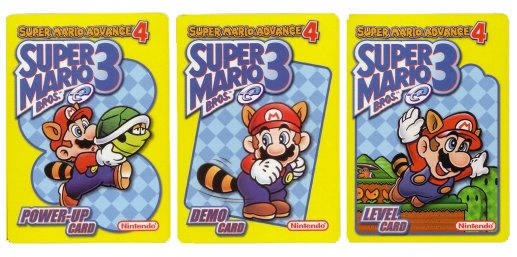 Les différents types de cartes-e de Super Mario Advance 4